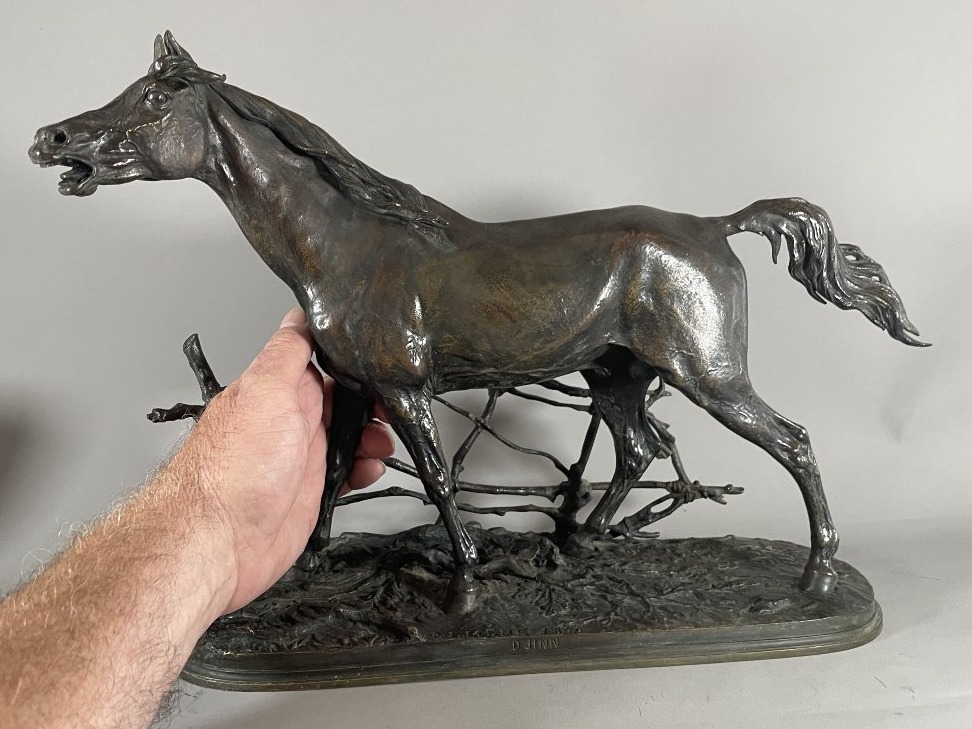 P.J MÊNE 1810-1879 Bronze Cheval à la barrière 1846-photo-4
