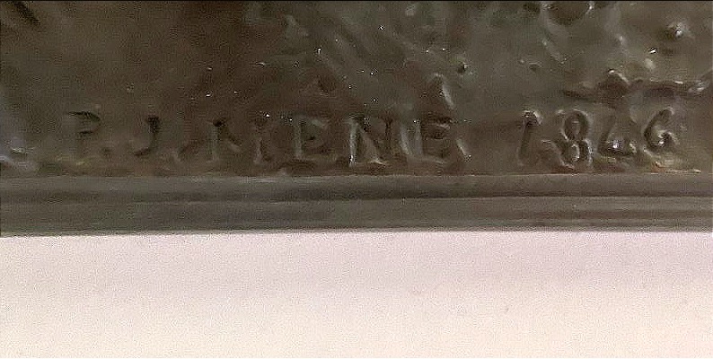 P.J MÊNE 1810-1879 Bronze Cheval à la barrière 1846-photo-5