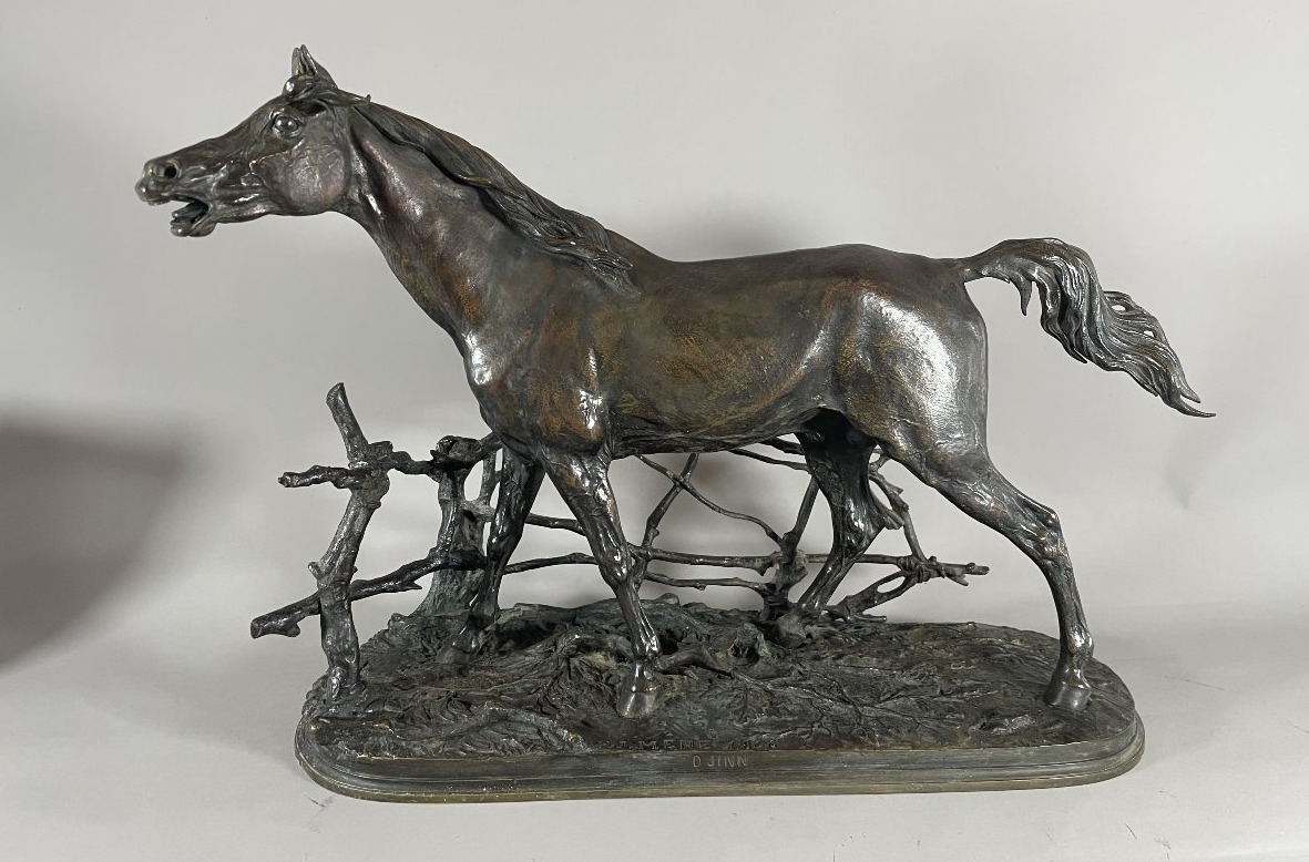 P.J MÊNE 1810-1879 Bronze Cheval à la barrière 1846