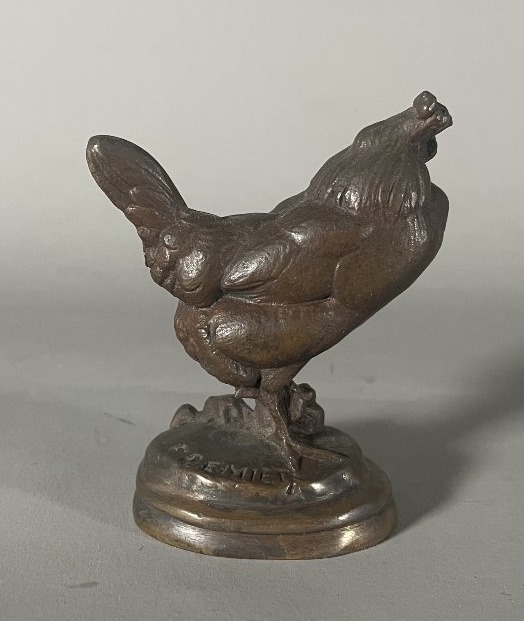 Emmanuel .Fremiet 1824-1910 Bronze, poule de ferme -photo-2