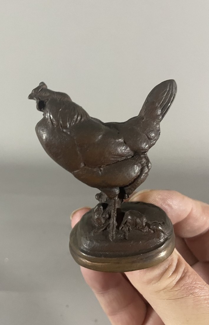Emmanuel .Fremiet 1824-1910 Bronze, poule de ferme -photo-2