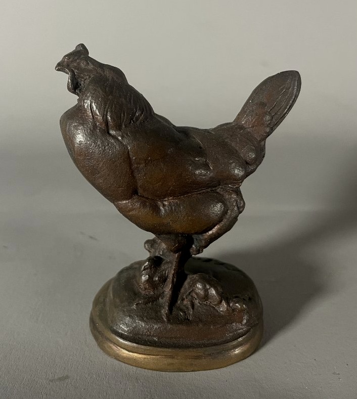 Emmanuel .Fremiet 1824-1910 Bronze, poule de ferme 