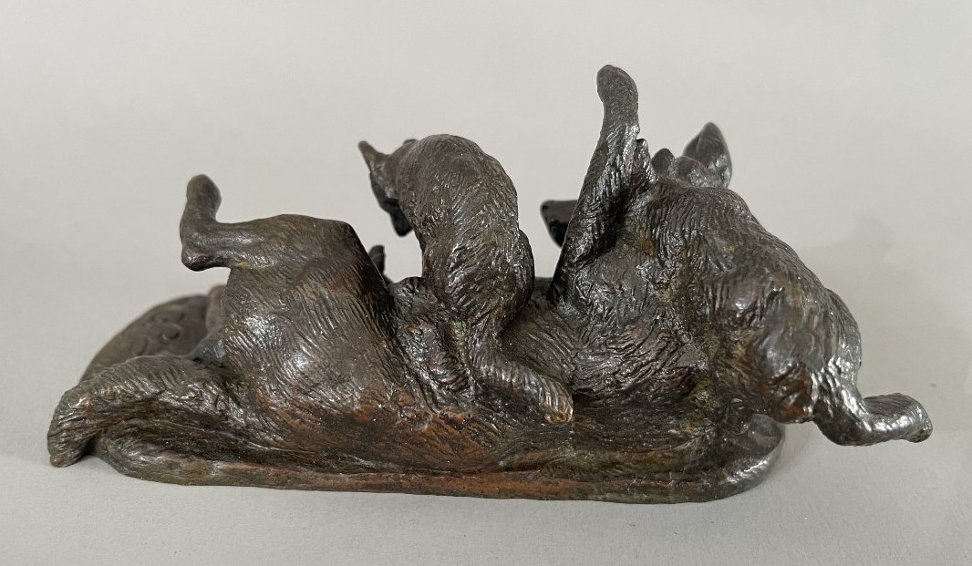 Emile Gouget, 19th Century  Bronze Fox Family -photo-2