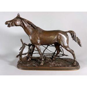 Cheval à La Barrièré En Bronze Pierre Jules Mêne (1810-1879)