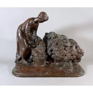 Les Vendanges Bronze Par Henri Bouchard(1875-1960)