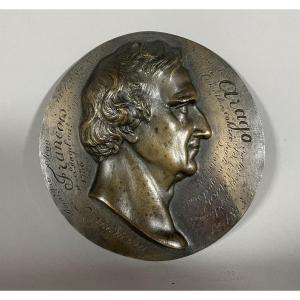 Louis Ysabeau(1799-?) Bronze Medal Representing The Profile Of François Arago (1786-1853)
