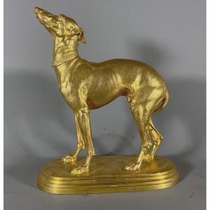 Greyhound Isodore Bonheur 1827-1901 Greyhound Gilt Bronze 