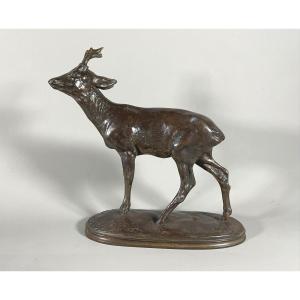Deer. Pj Mêne 1810-1879 Patinated Bronze Dated 1859 