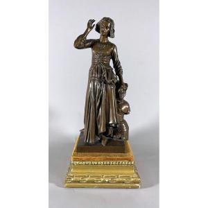 Joan Of Arc François Rude 1784-1855 Patinated Bronze 