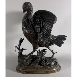 Edouard Delabrierre 1829-1910 Partridge In Bronze 