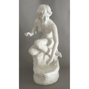 Ernest Tell XIX-XXe Femme nue Biscuit 