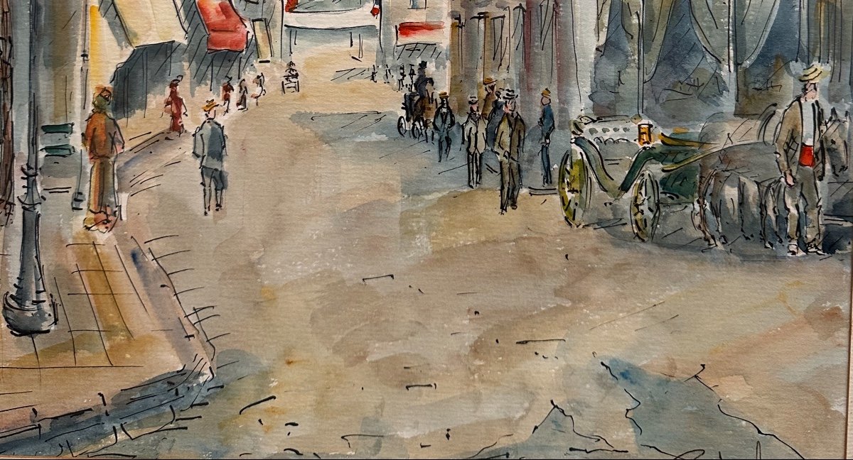 Beautiful Watercolor-biarritz-hotel De l'Europe-1940-photo-3
