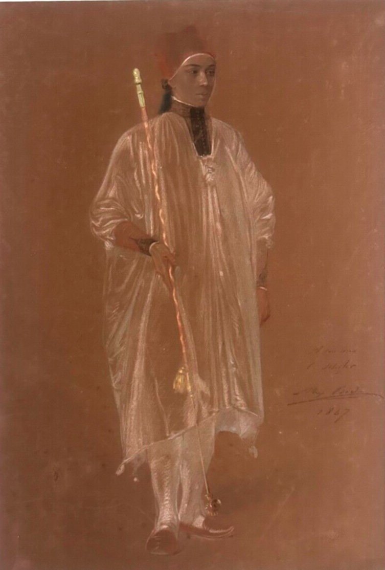 C27-DESSIN ORIGINAL-D&Eacute;DICACE-BIDA ALEXANDRE-PORTRAIT-FUMEUR DU CAIRE-[SCHEFER]-1847-photo-2
