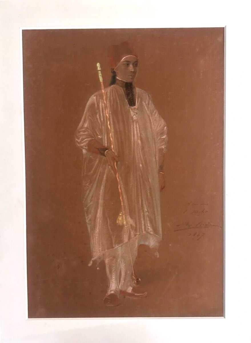 C27-DESSIN ORIGINAL-D&Eacute;DICACE-BIDA ALEXANDRE-PORTRAIT-FUMEUR DU CAIRE-[SCHEFER]-1847