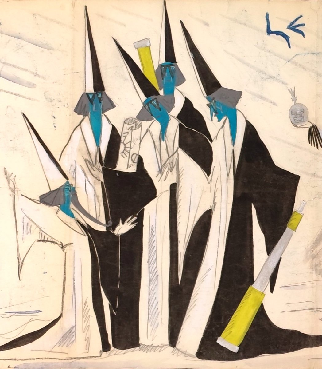 DESSIN ORIGINAL-PIERRE ABADIE-LANDEL-ART MODERNE-TRÈS GRAND DESSIN-LE ROY DE LA LUNE-QUIMPER-1925-photo-2
