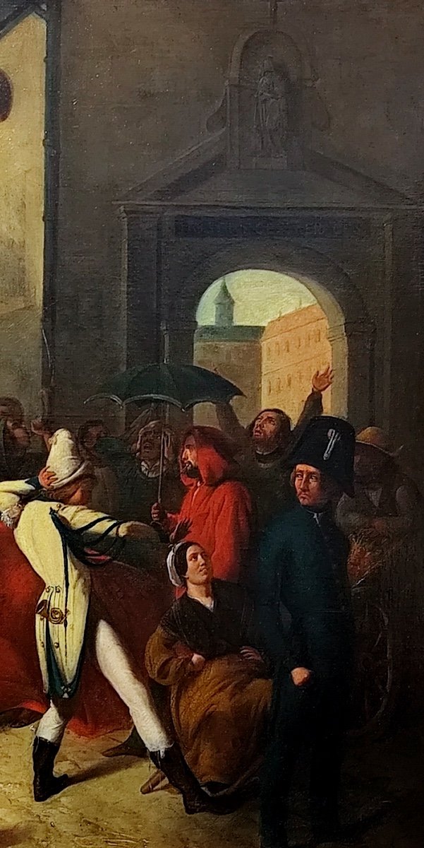 Oil Painting-j.léon Dusautoy-improvised Mascarade By Artists-mrdi-gras-1840-photo-2