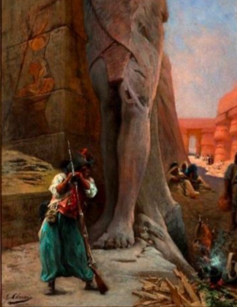 Oil On Canvas-georges Clairin-sentinel In The Ruins Of Karnak-egypt-19c-photo-2