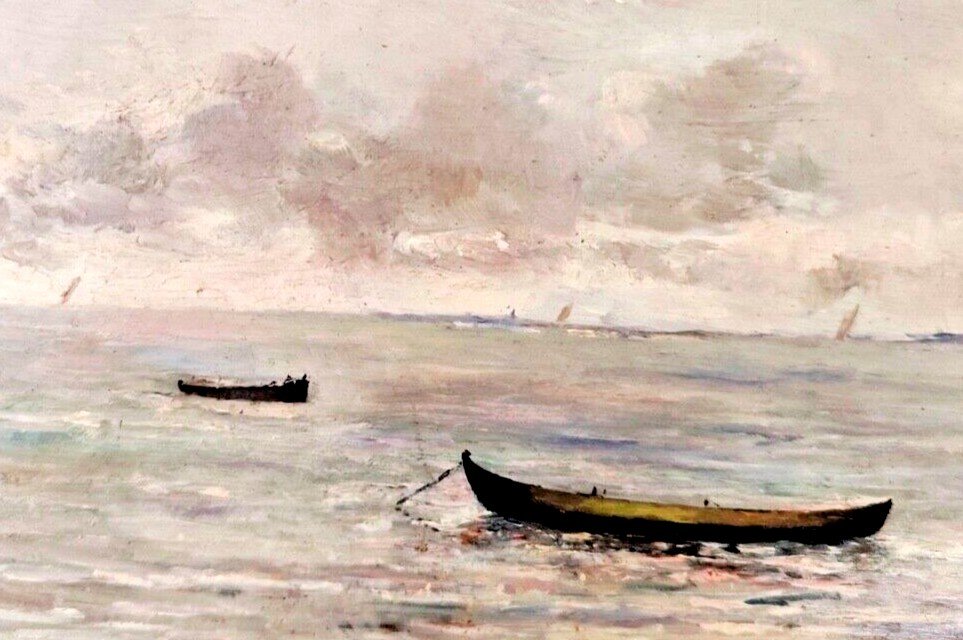 Bib Jap-oil On Wood-léonce Chabry-the Arcachon Basin-circa 1881-photo-3