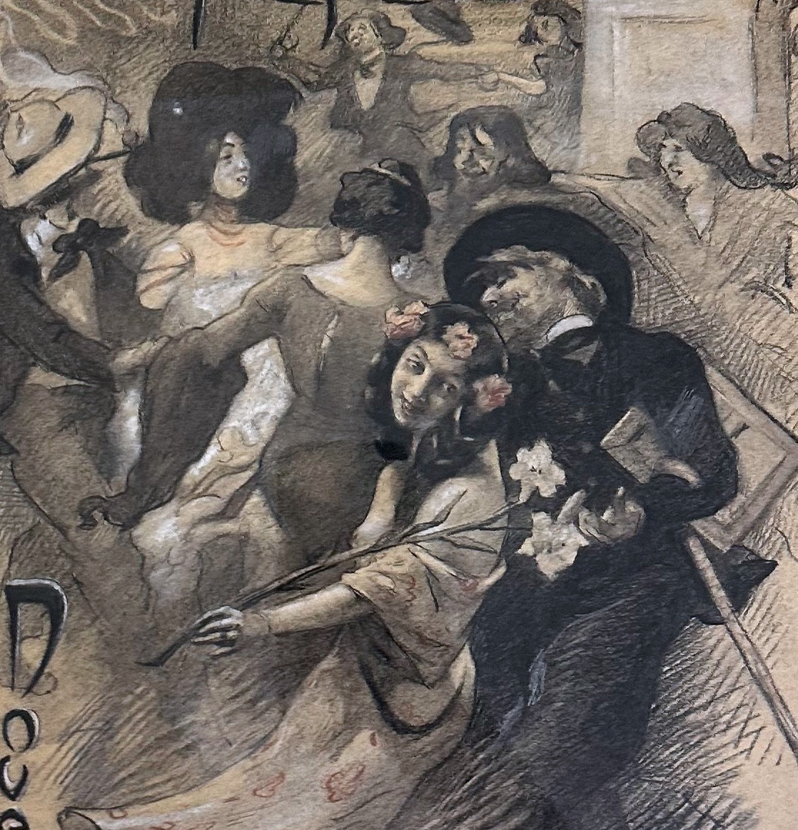BOUT-DESSIN ORIGINAL-ANDRÉ BOURNAC-BONNE FÊTE-NOVEMBRE 1907-photo-3