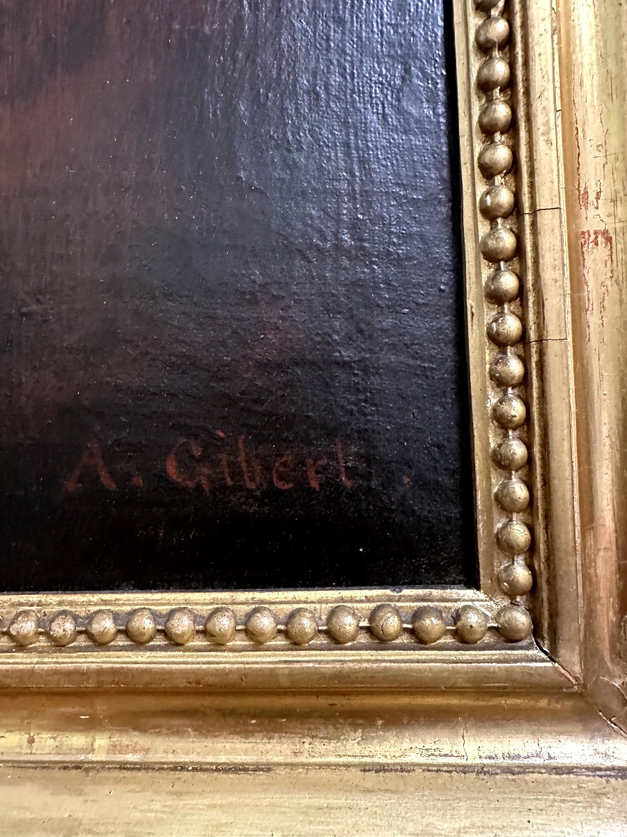 Bout-oil On Canvas-signed-a.gibert-portrait Of A Man-19th Century-photo-3
