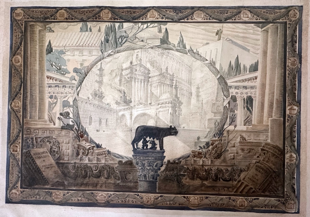 End-architectural Project-competition-rome Prize-idealized View-ancient Monumental Complex