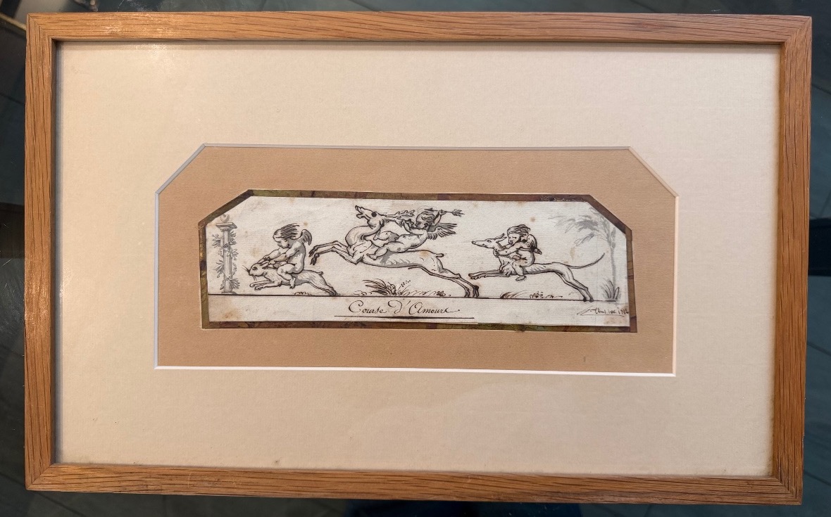 CHÉRUBINS EN COURSE FANTASTIQUE – DESSIN HUMORISTIQUE DU PREMIER EMPIRE — 1812