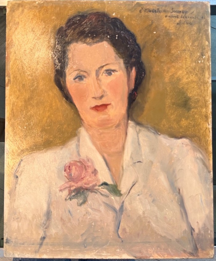 LOUIS SÜE-PORTRAIT DE MADELEINE SARRAZY-HUILE SUR PANNEAU-ART DÉCO-1930-photo-3