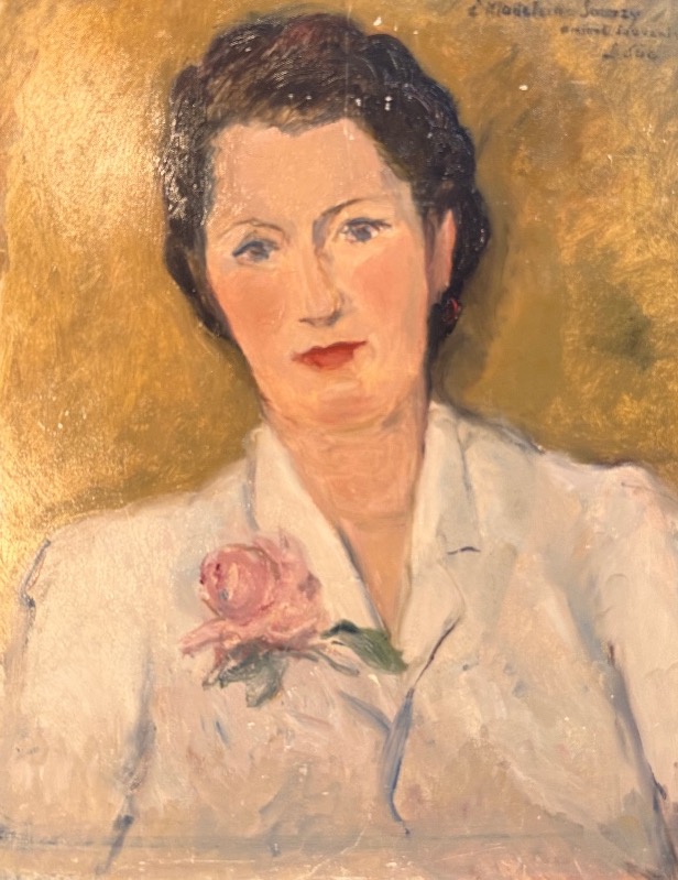 LOUIS SÜE-PORTRAIT DE MADELEINE SARRAZY-HUILE SUR PANNEAU-ART DÉCO-1930