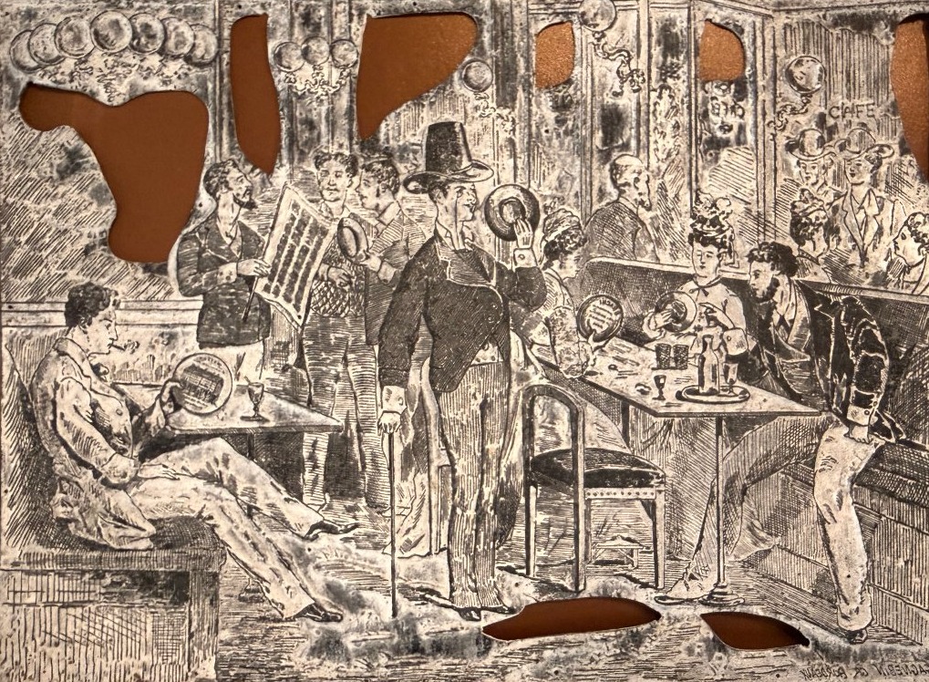 Gagnebin—engraved Zinc Plate—bordeaux Coffee—place Comédie—19th Century