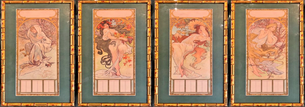 Alphonse Mucha—the Four Seasons—4 Art Nouveau Lithographs—champenois—1897