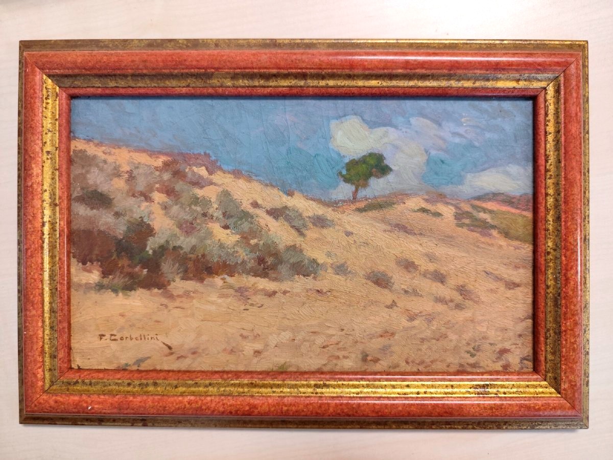 Oil On Panel—signed—françois Corbellini—the Corsican Maquis—1955
