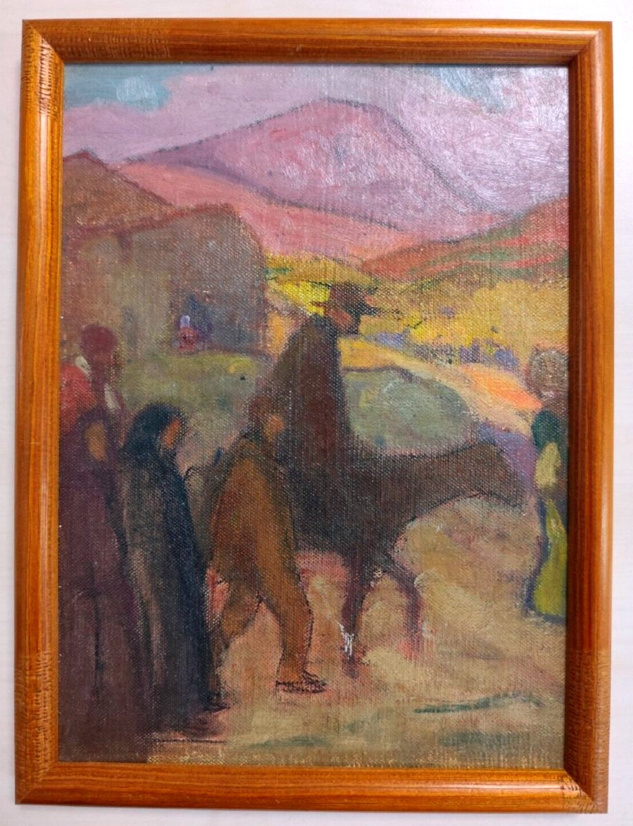 Bib 9—oil On Panel—françois Corbellini—descent Of The Shepherds—corsica—ca. 1950
