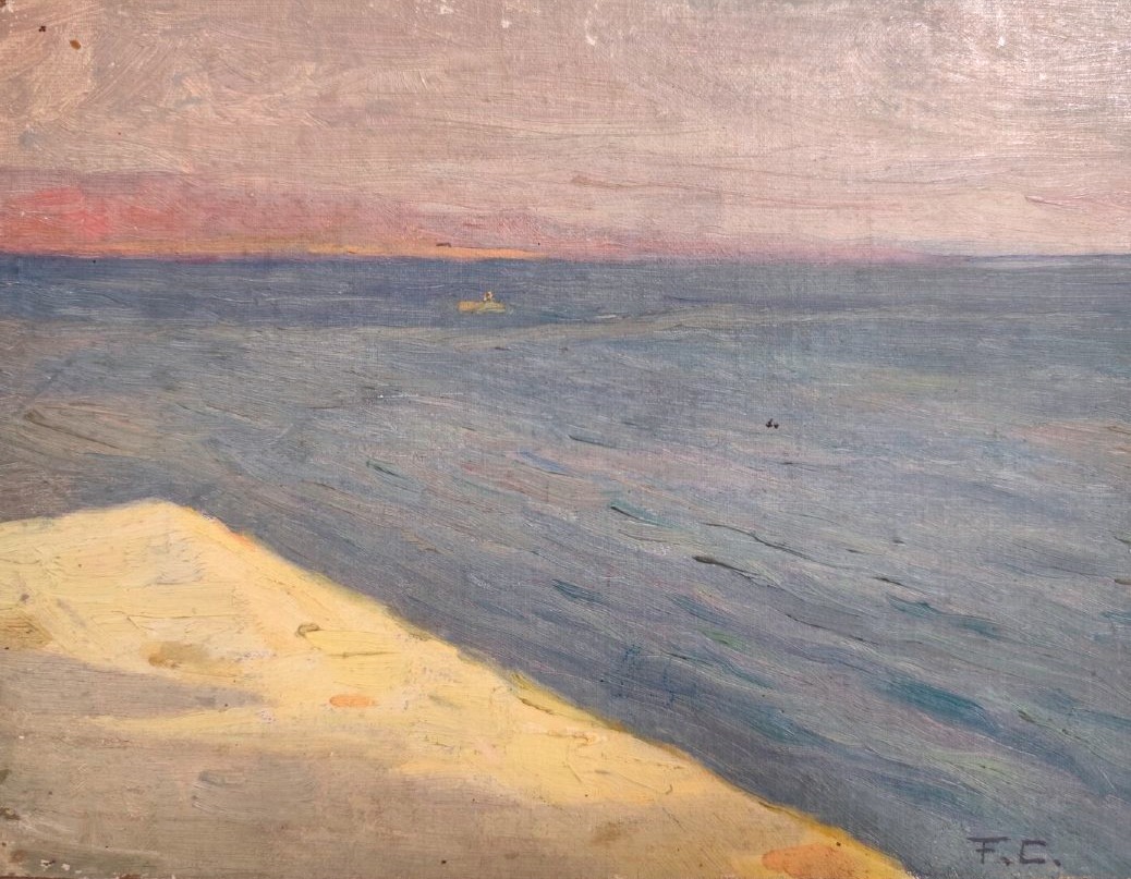 Bib 2—oil On Cardboard—signed—françois Corbellini—the Pier At Ajaccio—corsica—1955-photo-3