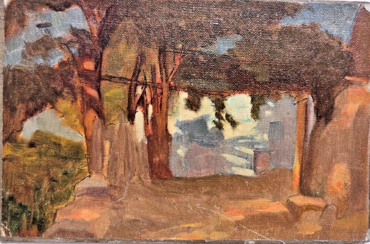 BIB 5-HUILE SUR CARTON-FRANÇOIS CORBELLINI-SOUS-BOIS CORSE-1955