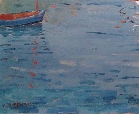 PEINTURE À L'HUILE-LE PORT D’AJACCIO - VUE ANIMÉE DU PORT CORSE PAR Y. DUPERTOUT-VERS 1950-photo-3