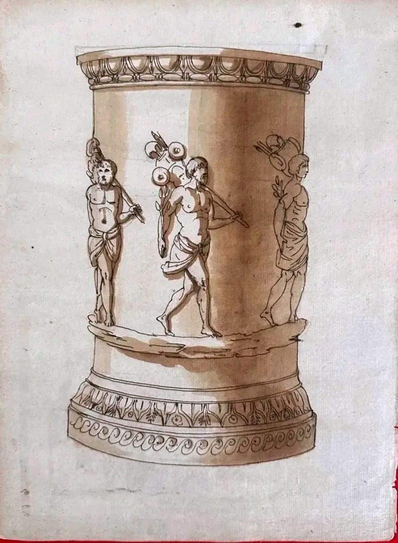 DESSIN ORIGINAL RECTO-VERSO - L’ANTIQUITÉ RETROUVÉE - RELEVÉS D’UN VOYAGEUR DU GRAND TOUR-photo-2