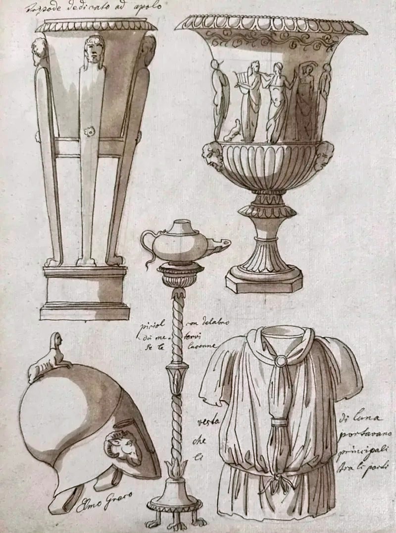 DESSIN ORIGINAL RECTO-VERSO - EMPEREUR ROMAIN SUR SON TRÔNE DOUBLE - ÉTUDE ANTIQUE -photo-2
