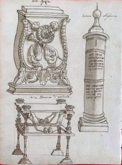 DESSIN ORIGINAL RECTO-VERSO-ATHÉNA-FIGURE ANTIQUE FÉMININE-MOBILIER ET MONUMENTS GRÉCO-ROMAINS-photo-2