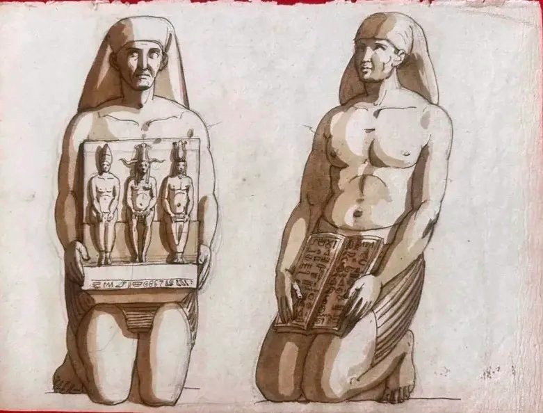 DESSIN ORIGINAL RECTO - VERSO - DIVINITÉS ANTIQUES ET RÉMINISCENCES D’ÉGYPTE-photo-2