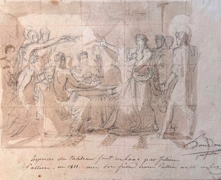 Sketch Of A Set Design For The Prix De Rome — Antique Scene With Figures — Jean-antoine Houdon — 1811