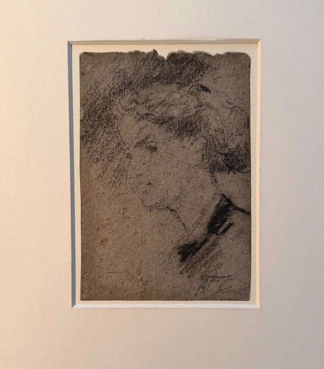 D*C78-ÉTUDE DE TÊTE — PIERRE NOIRE -JEAN-BAPTISTE CARPEAUX
