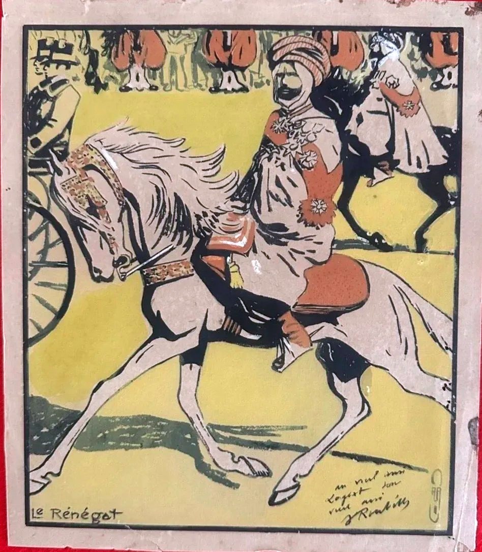 Original Signed Drawing, “the Renegade” – Orientalist Horseman – Auguste Roubille-photo-2