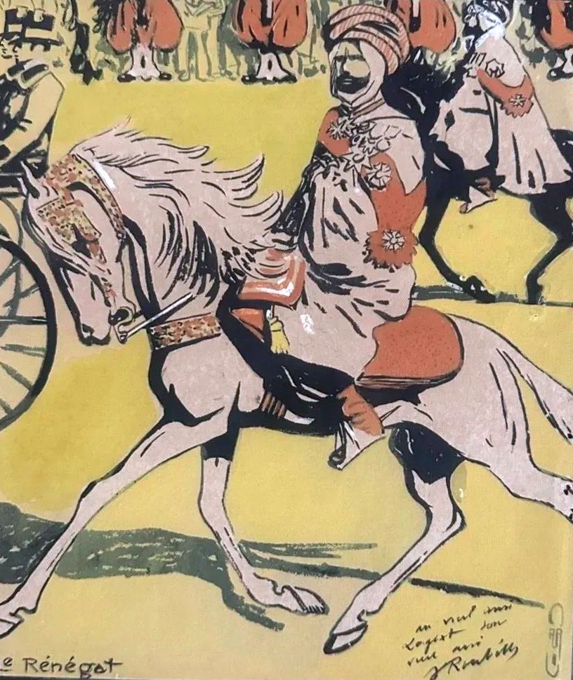 Original Signed Drawing, “the Renegade” – Orientalist Horseman – Auguste Roubille