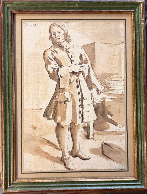 French School, 18th Century  Gentleman Standing In An Interior