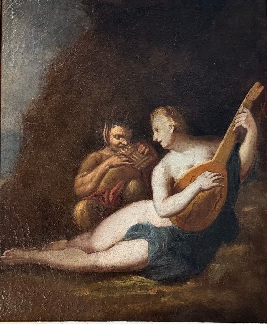 Oil On Canvas - “concert Champêtre” - Northern Manierist School - Gilded Frame - Early 17th Century -photo-2