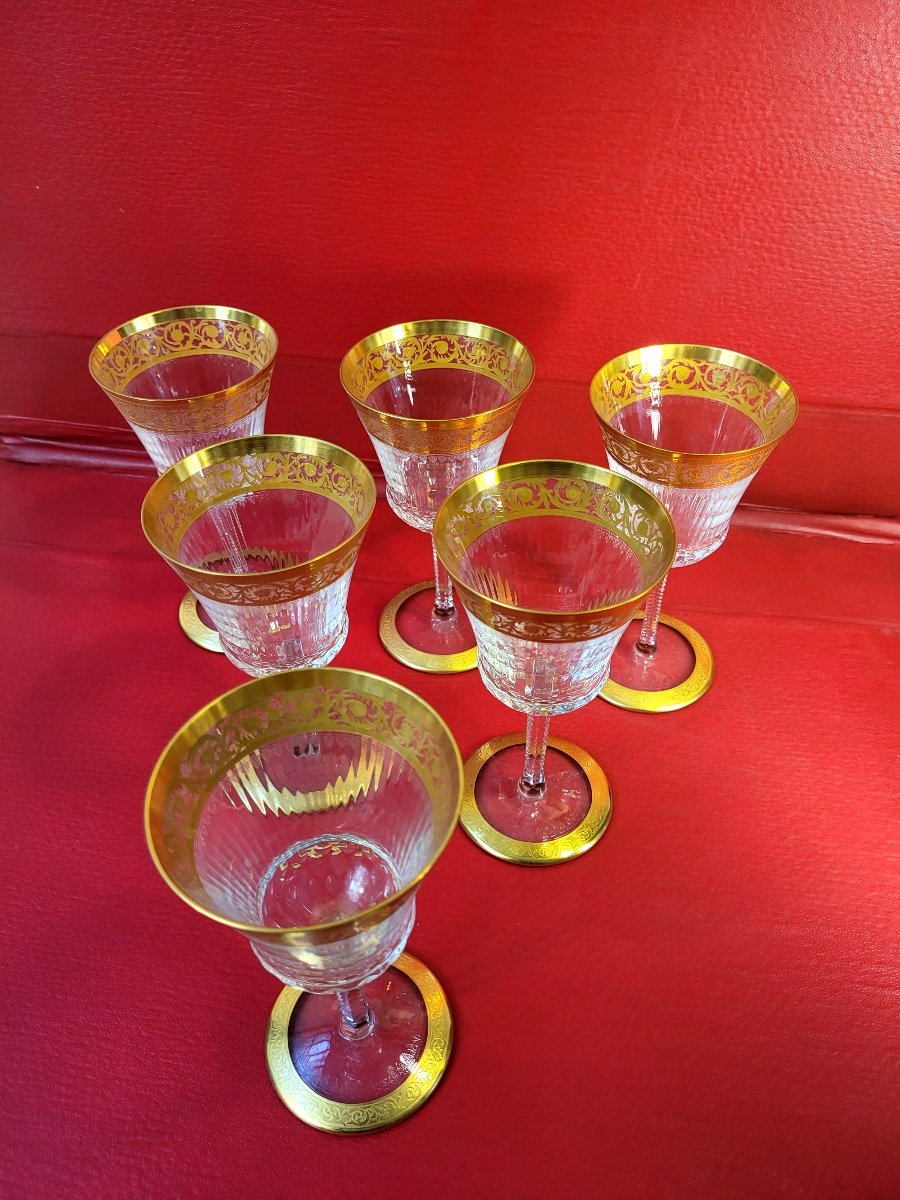 Set-6 Wine Glasses-saint Louis-model Thistle-circa 1980