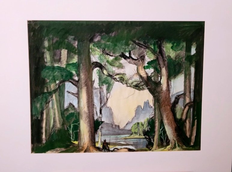 GOUACHE ORIGINALE-GASTON MARTY-OPÉRA DE BORDEAUX-[WAGNER]-PAYSAGE MYTHOLOGIQUE-ALLEMAND-1930-photo-2