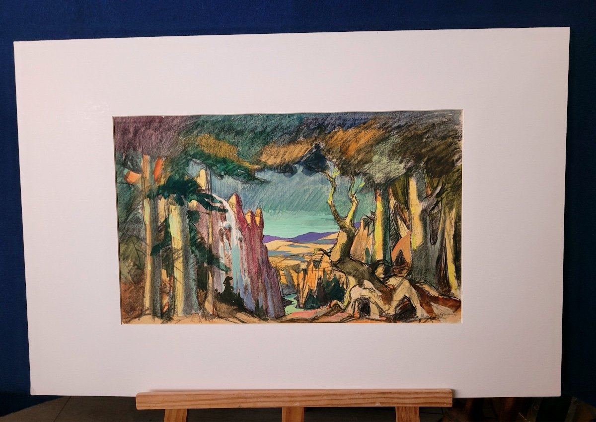 Original Gouache-gaston Marty-opera De Bordeaux-[verdi]-open Forest-1930-photo-4