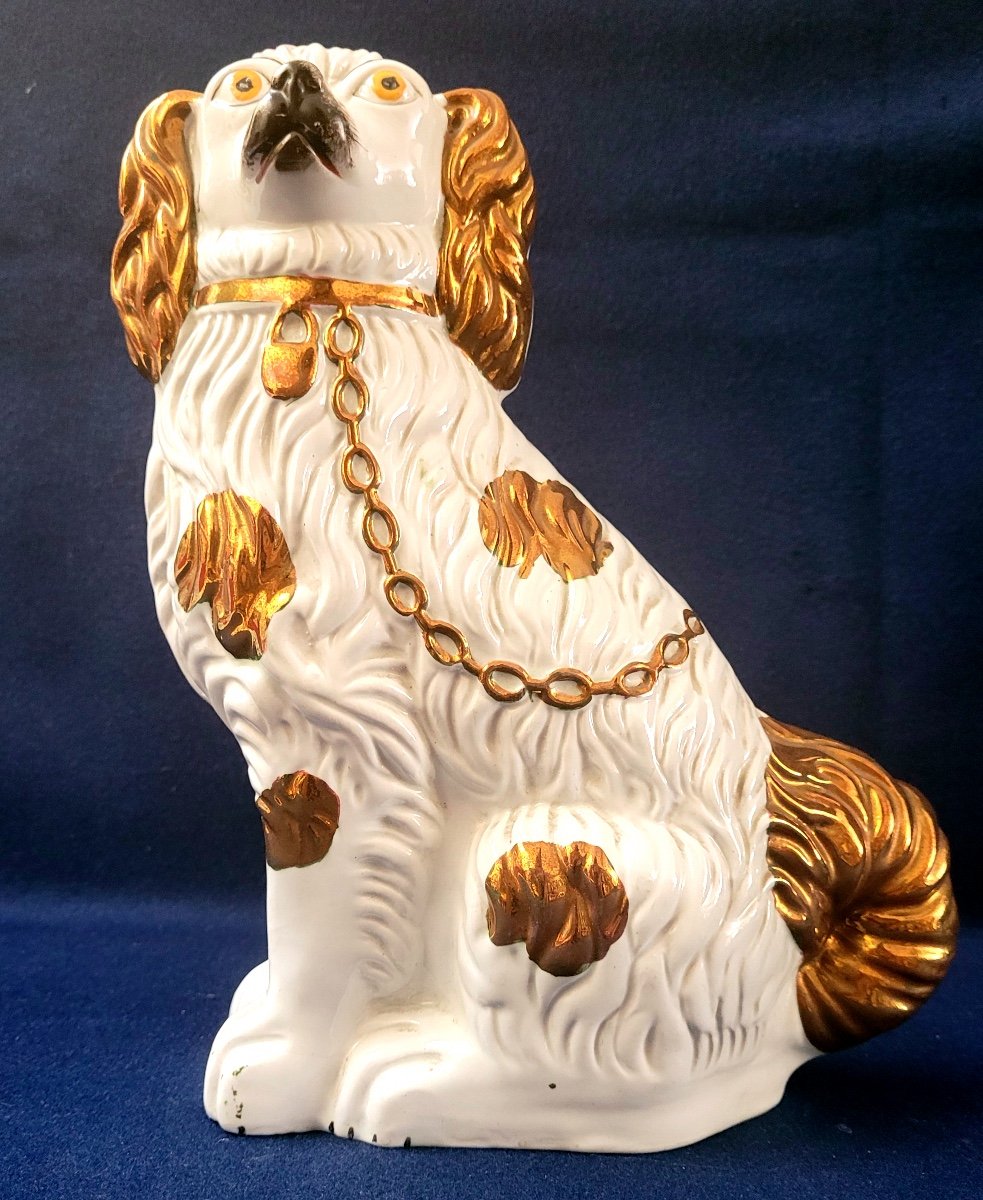 CHIEN-PORCELAINE DE PARIS ET DORURE-FIN 19&Egrave;ME-NAPOLEON III-photo-2