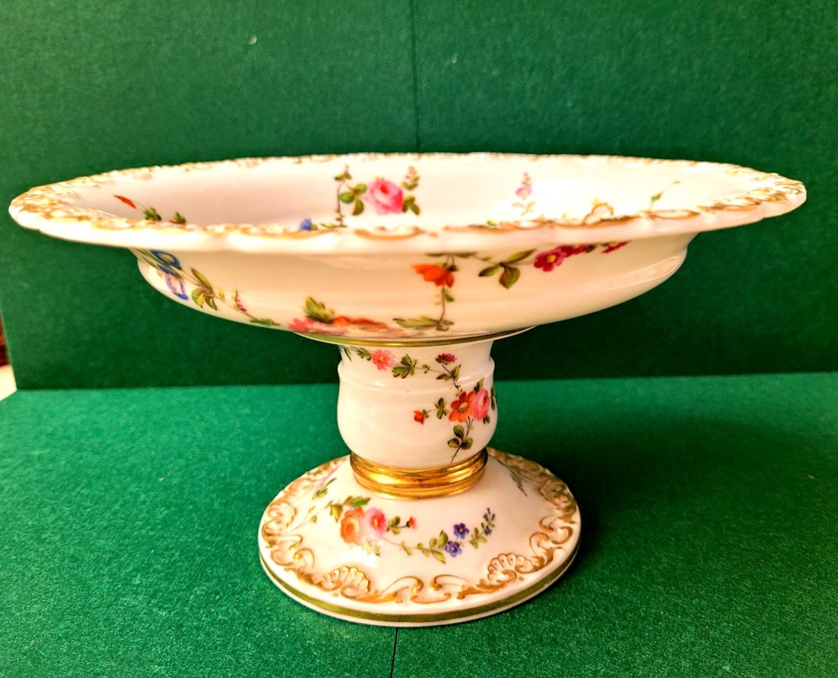 Jacob Petit-paris Porcelain-fruit Bowl-monogrammed-floral Decor And Gilding